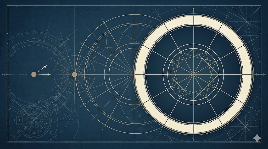 Passaggio visivo dal solo ascendente alla carta natale completa con piu livelli di lettura astrologica